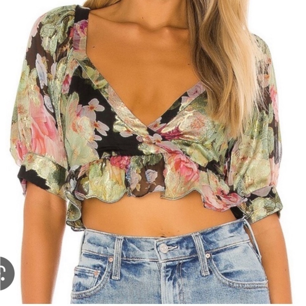 Hemant & Nandita Multi Color Wrap Crop Top - image 2